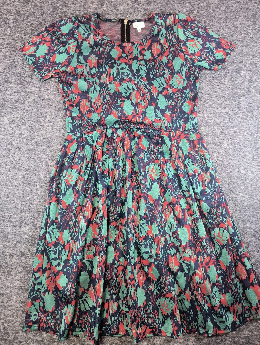 LuLaRoe Amelia style zip back fit and flare dress, women's XL